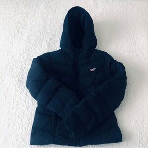 Vintage Y2K Hollister Puffer Hooded Navy Jacket